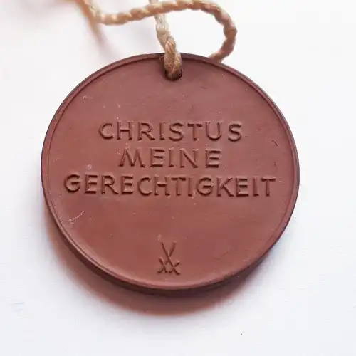Porzellan Medaille Martin Luther Christus meine Gererchtigkeit