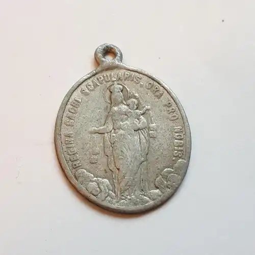 Medaille Anhänger Regina sacri scapularis - ora pro nobis
