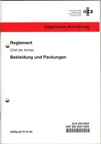 Schweizer Armee Reglement Bekleidung und Packungen