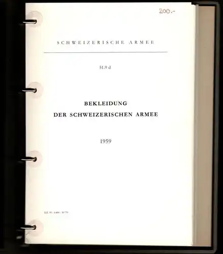 Schweizer Armee Vorschriften über die Bekleidung 1959