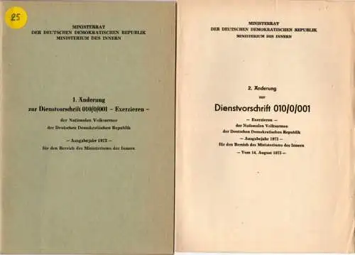 DDR MdI 1.und 2.Änderung zur DV 010/0/001 Exerzieren