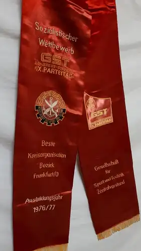 DDR GST Schärpe Fahne Soz. Wettbewerb Kongress-Stafette IX. Parteitag