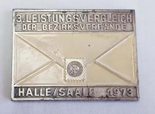DDR Plakette 3.Leistungsvergleich der Bezirksverbände Halle/Saale 1973