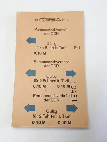 DDR Fahrkartenblock Personennahverkehr der DDR