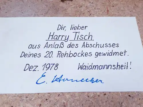 Wandbild Widmung an Harry Tisch von Erich Honecker
