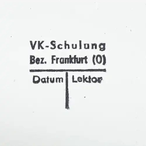 DDR Holzstempel VK-Schulung Bezirk Frankfurt Oder