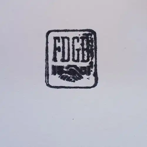 DDR Stempel FDGB Logo in Schachtel