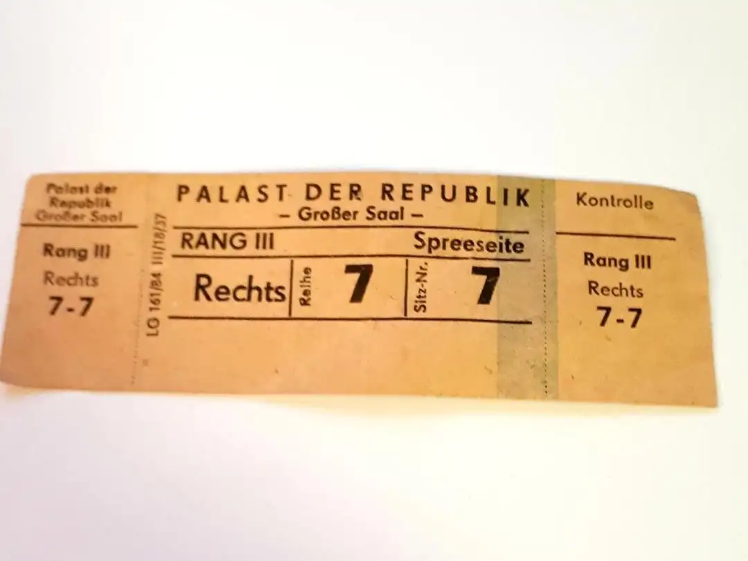 DDR Palast der Republik Eintrittskarte