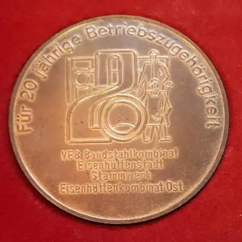 DDR Medaille Bandstahlkombinat Eisenhüttenstadt 20-jährige Betriebszugehörigkeit