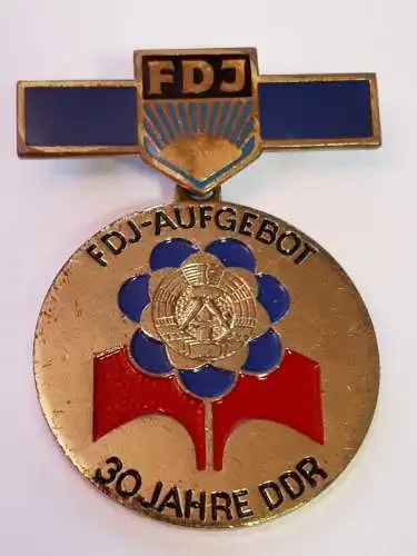 DDR FDJ Abzeichen FDJ Aufgebot 30 Jahre DDR