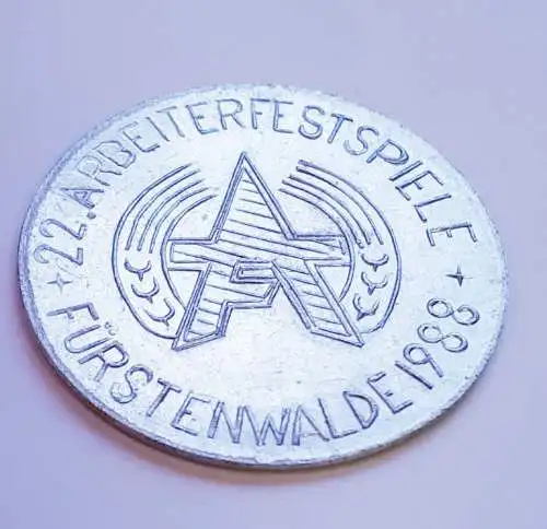 Kippermünze 22. Arbeiterfestspiele Fürstenwalde 1988