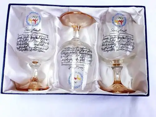 DDR DTSB 3er Set Gläser VIII. Sportfest/ XI. Spartakiade Leipzig 1987