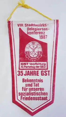 Wimpel 35 Jahre GST VIII. Stadtbezirksdelegiertenkonferenz 1987