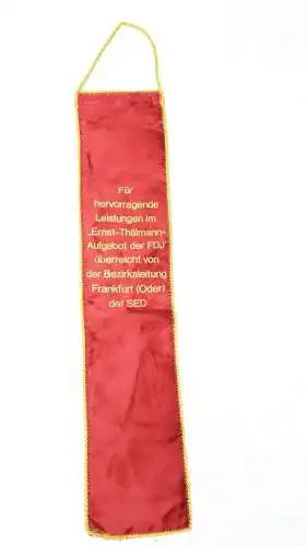 DDR Wimpel/ Banner Für hervorragende Leistungen im Ernst Thälmann Aufgebot der FDJ