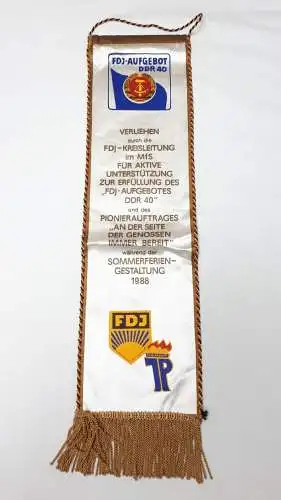 DDR Wimpel/ Banner FDJ Aufgebot DDR 40