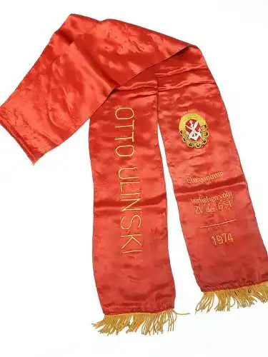 DDR GST Banner Otto Ulinski Ehrenname verliehen vom ZV der GST 1974