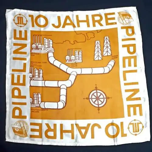 DDR Erinnerungstuch 10 Jahre Erdölleitung Freundschaft
