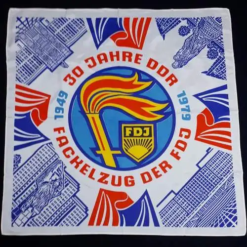 DDR Erinnerungstuch 30 Jahre DDR Fackelzug der FDJ