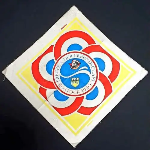 DDR Erinnerungstuch FDJ Treffen der Freundschaft Rostock 1980