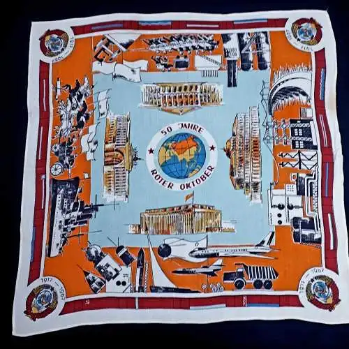 DDR Erinnerungstuch 50 Jahre Roter Oktober