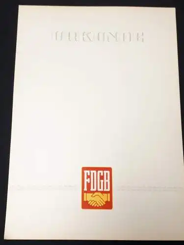 DDR Urkunde FDGB blanko.