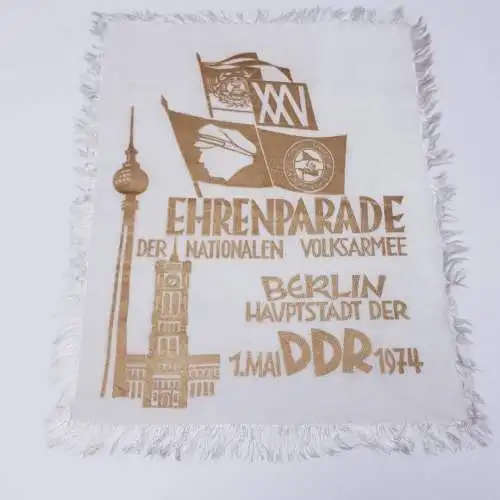 DDR NVA Erinnerungstuch Deckchen XXV. Ehrenparade der NVA 1. Mai 1974