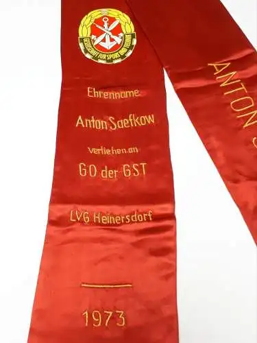 DDR Wimpel Banner GST Anton Saefkow GO der GST LVG Heinersdorf 1973