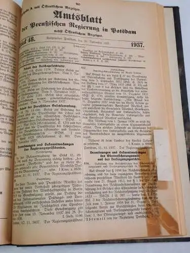 Amtsblatt der preussischen Regierung in Potsdam 1937. 