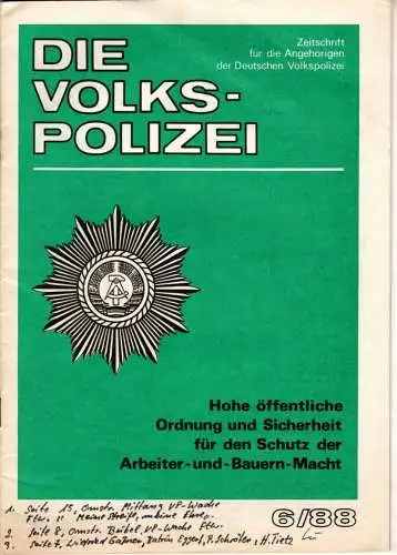 Die Volkspolizei 6/1988. 