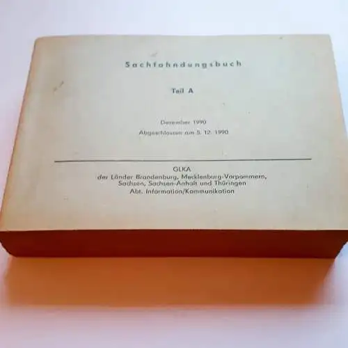 Sachfahndungsbuch Teil A