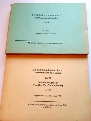 Sachfahndungsbuch der Deutschen Volkspolizei Teil A und B - Mai 1990