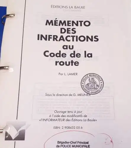 Memento des Infractions au Code de la Route