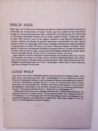 Philip Agee / Louis Wolf: Die CIA in Westeuropa. 