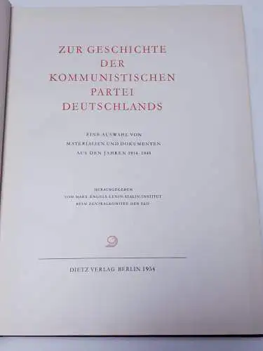 Zur Geschichte der Kommunistischen Partei Deutschlands