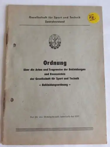 GST Ordnung über die Arten und Trageweise der Bekleidungen und Kennzeichen der GST