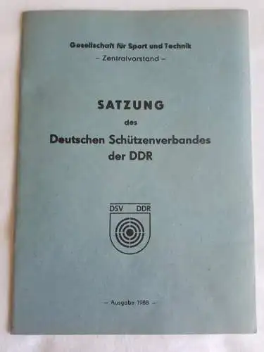 GST Satzung des Deutschen Schützenverbandes der DDR - Ausgabe 1988