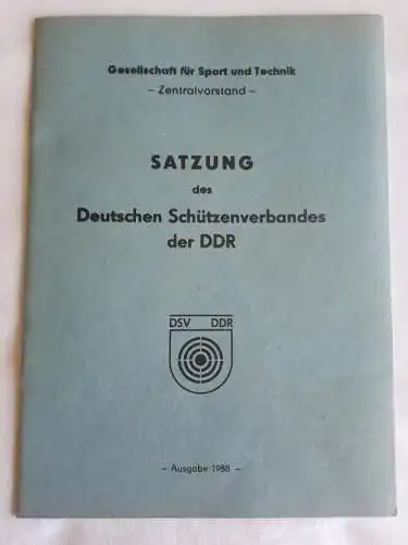 GST Satzung des Deutschen Schützenverbandes der DDR - Ausgabe 1988