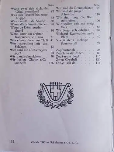 Schweizer Armee Soldatenliederbuch