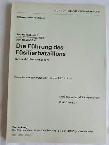 Schweizer Armee - Die Führung des Füsilierbataillons