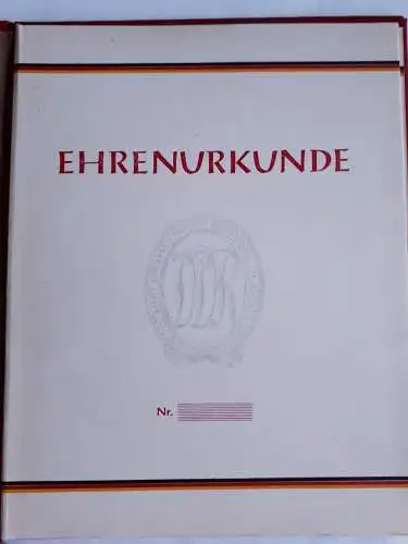 Verleihungsurkunde mit Mappe SV Dynamo Verleihungsjahr 1957