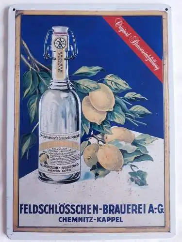 Blechschild Dr.Scholvien`s Brauselimonade Feldschlösschen-Brauerei AG Chemnitz-Kappel