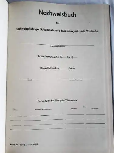 DDR NVA Nachweisbuch für nachweispflichtige Dokumente und nummerngesicherte Vordrucke - blanko