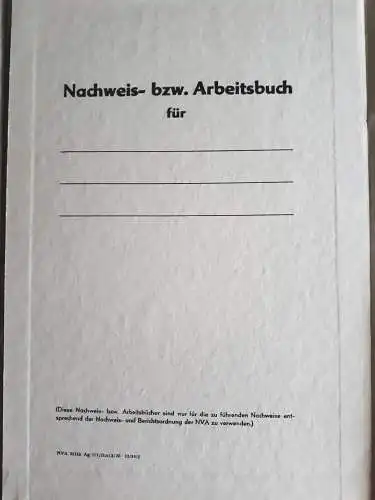 DDR NVA Nachweis- bzw. Arbeitsbuch blanko