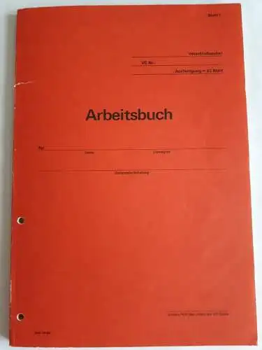 DDR NVA Arbeitsbuch blanko