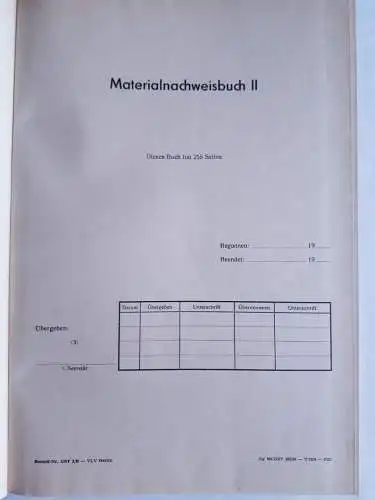 DDR GST Materialnachweisbuch II blanko