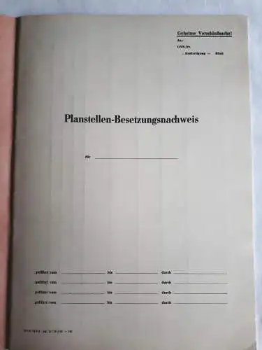DDR NVA Planstellen-Besetzungsnachweis blanko