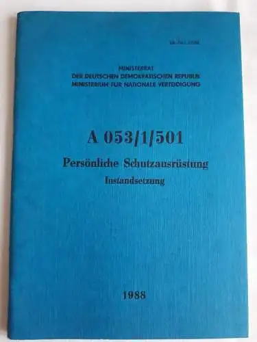 DDR NVA A 053/1/501 Persönliche Schutzausrüstung - Instandsetzung