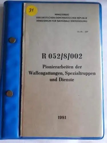 DDR NVA R 052/8/002 Pionierarbeiten der Waffengattungen, Spezialtruppen und Dienste