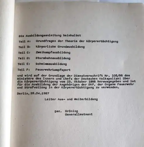 DDR MdI Ausbildungsanleitung für die Körperertüchtigung