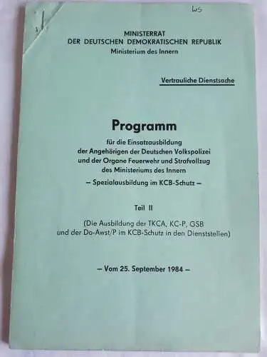 DDR MdI Programm für die Einsatzausbildung der Angehörigen der DVP und der Organe Feuerwehr und Strafvollzug